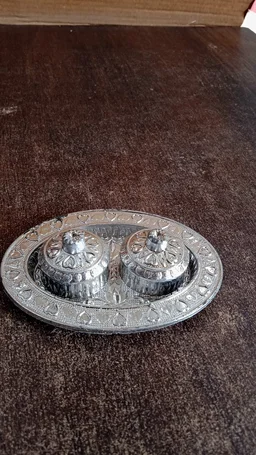 Oval Puja Thali with Kumkum Holders – Traditional & Durable Design