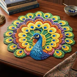 Peacock Design Floor Mat – Vibrant and Soft Home Decor