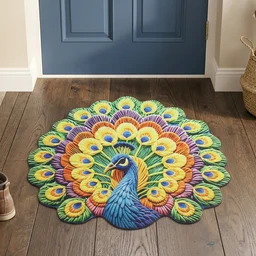 Peacock Design Floor Mat – Vibrant and Soft Home Decor