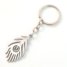 Peacock Feather Keychain – Durable Stainless Steel Design