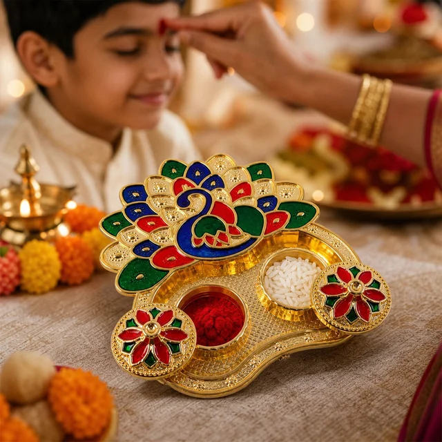 Peacock Shaped Kankavati – Traditional Puja Storage Box