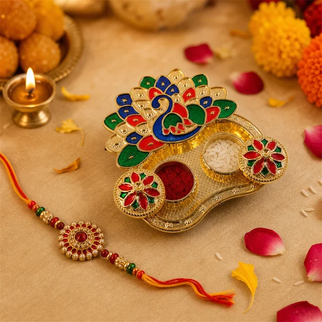 Peacock Shaped Kankavati – Traditional Puja Storage Box