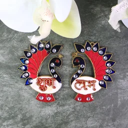 Peacock Wall Hanging Set – Traditional Shubh Labh Decor for Festivals