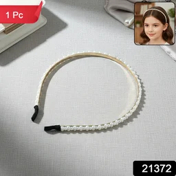 Pearl Beaded Hair Band – Elegant Slim Golden Metal Headband