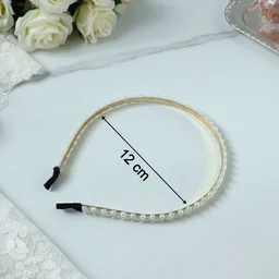 Pearl Beaded Hair Band – Elegant Slim Golden Metal Headband