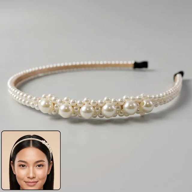 Pearl Beaded Headband – Elegant and Lightweight for Daily & Party Wear