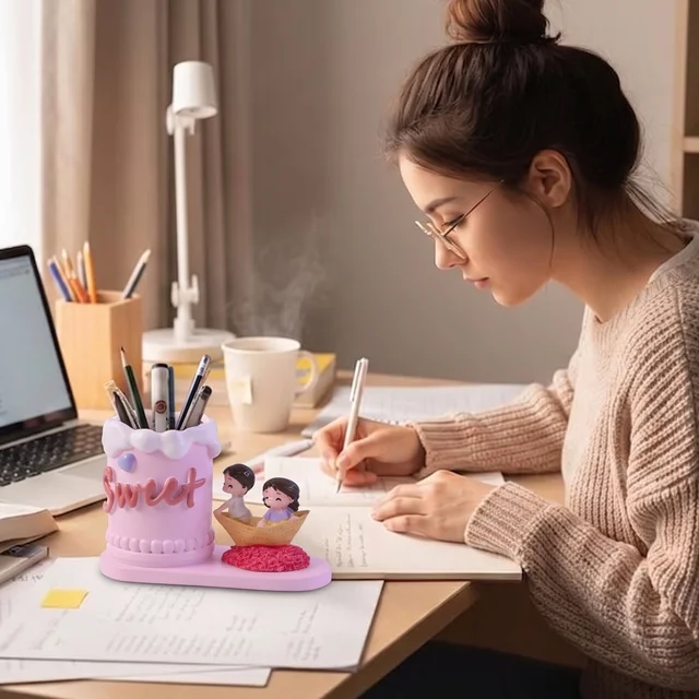 Pen Holder Stand – Decorative Resin Desk Organizer for Home & Office