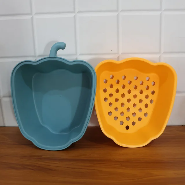 Pepper Shape Washing Bowl – 2-in-1 Draining & Serving Set