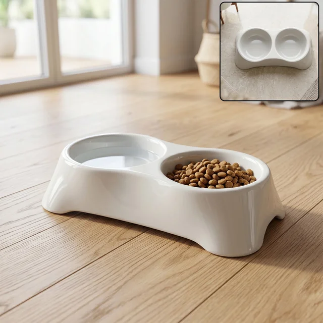Pet Double Bowl Feeder – Anti-Slip Design for Easy Feeding