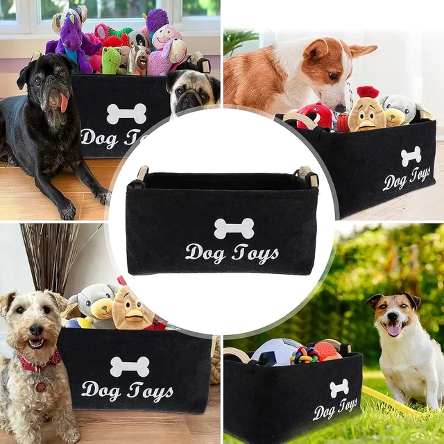 Pet Toy Storage Basket – Collapsible Felt Organizer for Dogs