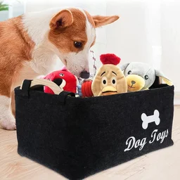 Pet Toy Storage Basket – Collapsible Felt Organizer for Dogs