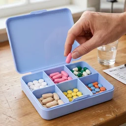 Pill Organizer Box – Compact 6-Compartment Daily Medicine Storage