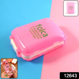 Pink Dual-Sided Pill Organizer – 8-Compartment Portable Case