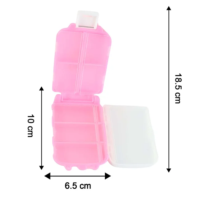 Pink Dual-Sided Pill Organizer – 8-Compartment Portable Case