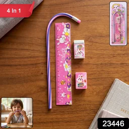 Pink Kids Stationery Set – 4-in-1 School Essentials