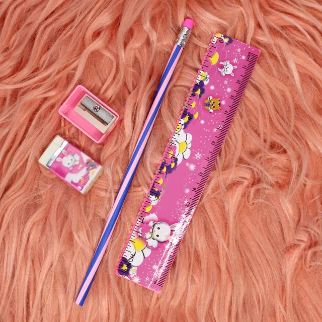 Pink Kids Stationery Set – 4-in-1 School Essentials