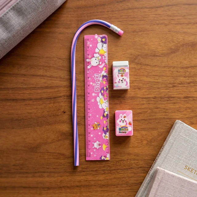 Pink Kids Stationery Set – 4-in-1 School Essentials