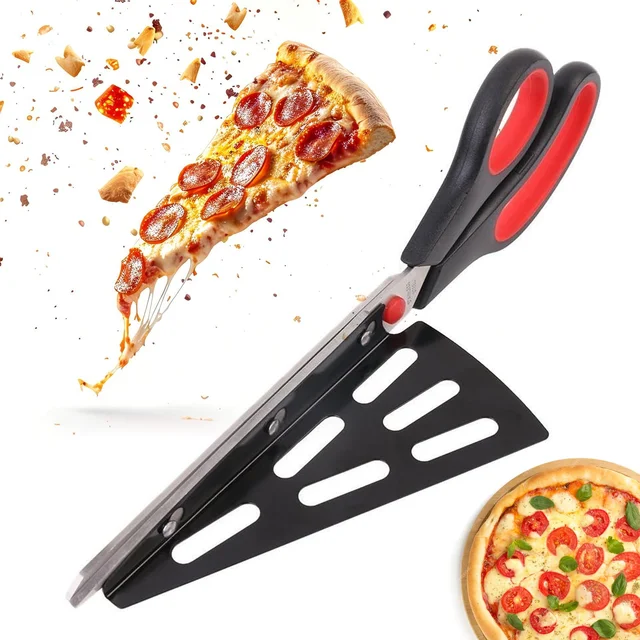 Pizza Cutter Scissors – Stainless Steel with Removable Spatula | Quickslice