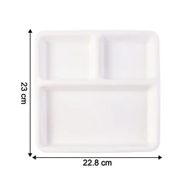 Plastic 3-Compartment Plate – Durable & Portion-Controlled Meal Serving
