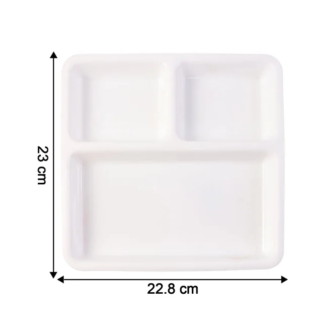 Plastic 3-Compartment Plate – Durable & Portion-Controlled Meal Serving