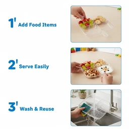 Plastic 4-Compartment Serving Tray – Durable & Portable Kitchen Tray