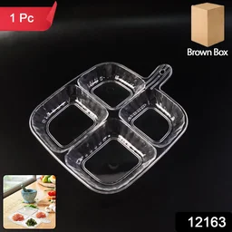 Plastic 4-Compartment Serving Tray – Durable & Portable Kitchen Tray