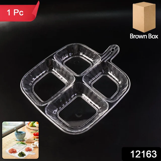 Plastic 4-Compartment Serving Tray – Durable & Portable Kitchen Tray