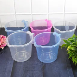 Plastic Bath Mug – 1200ML Transparent Mix Colour (Set of 5) | Mini Bubbles