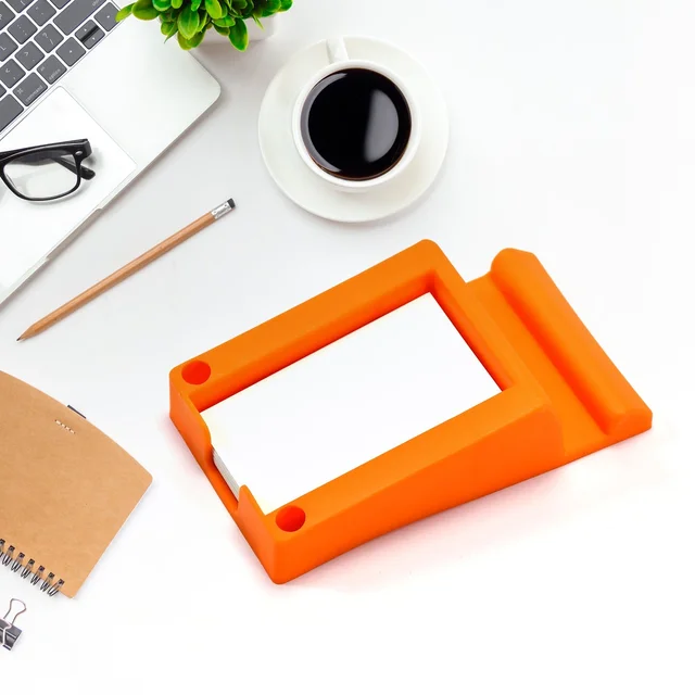 Plastic Business Card & Mobile Holder – Space-Saving Desk Organizer