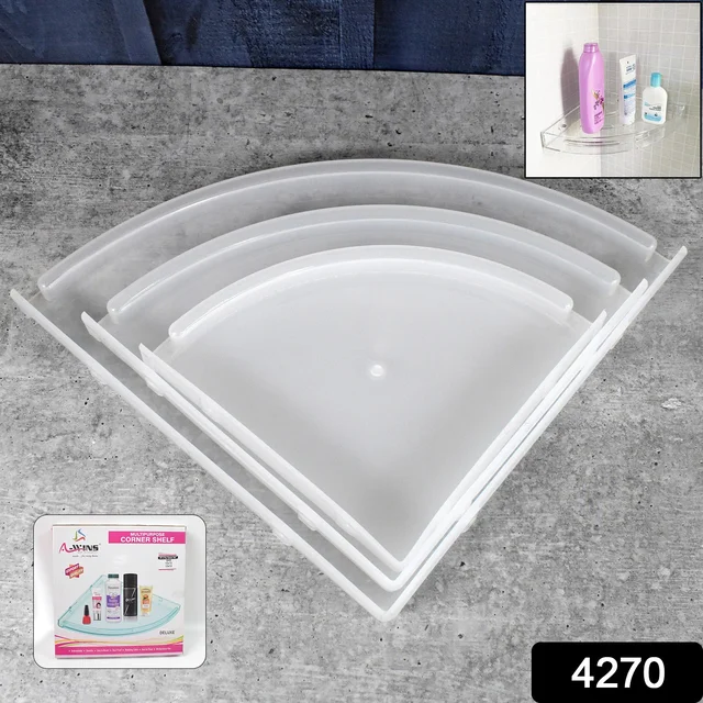 Plastic Corner Shelf Set – 3 Pcs Wall Mounted | Bathora