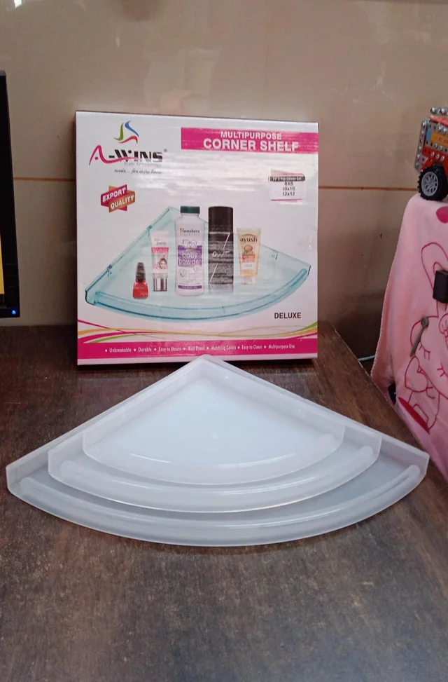 Plastic Corner Shelf Set – 3 Pcs Wall Mounted | Bathora
