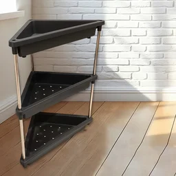 Plastic Corner Storage Rack – 3-Layer Space-Saving Shelf