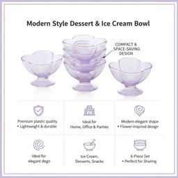 Plastic Dessert Bowl Set – 6-Piece Reusable | VoltDesk