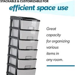 Plastic Drawer Organizer – 6-Layer Stone Texture Storage Cabinet