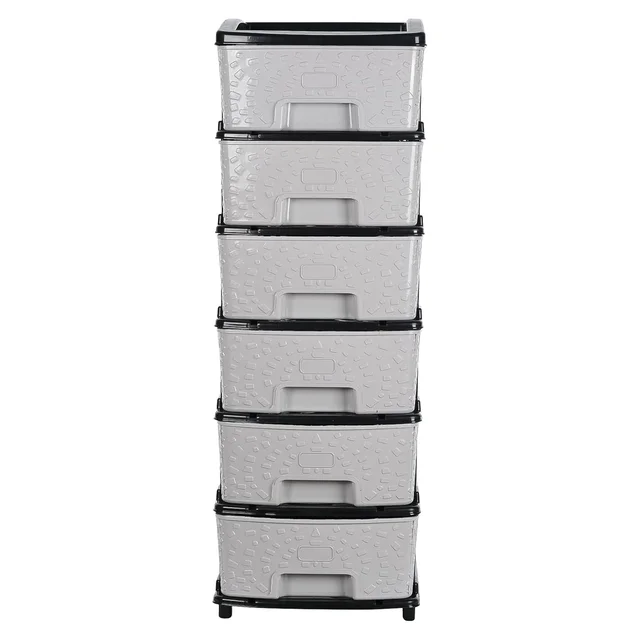 Plastic Drawer Organizer – 6-Layer Stone Texture Storage Cabinet