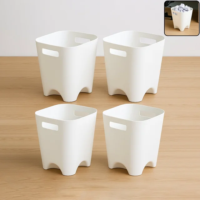 Plastic Dustbin Set – Compact Square for Home & Office (4 Pc)