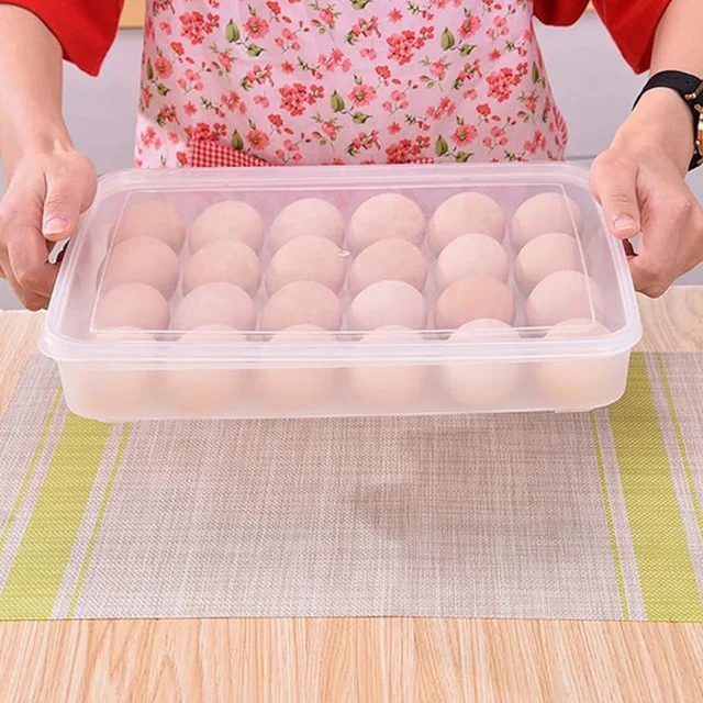 Plastic Egg Storage Container – Clear 24-Grid Fridge Organizer