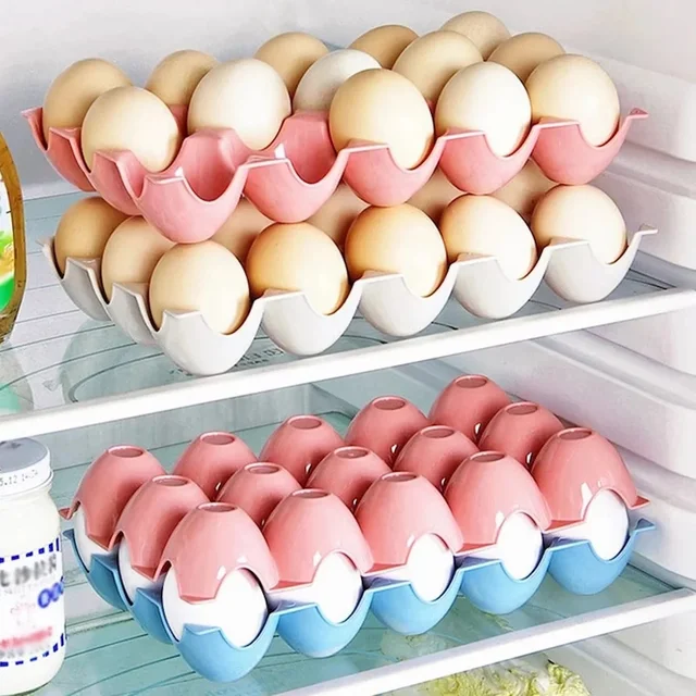 Plastic Egg Trays – 15-Cavity Stackable Storage (4 Pc) | Organivo
