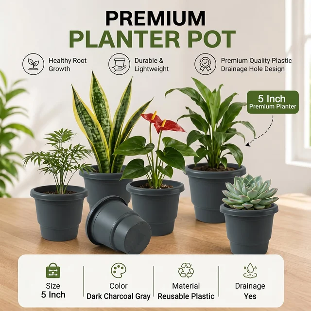 Plastic Flower Pot Planter Set – Ideal for Indoor & Outdoor Gardens