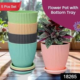Plastic Flower Pot Set – 5 Durable Planters with Trays | Indo Glow