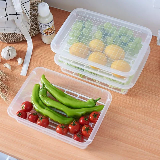 Plastic Food Storage Containers – Set of 3 with Drain Tray | Organivo