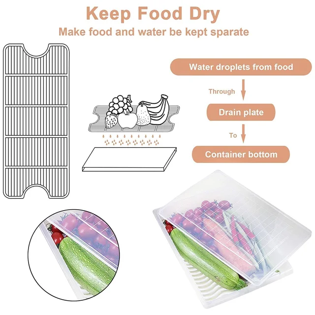 Plastic Food Storage Containers – Set of 3 with Drain Tray | Organivo