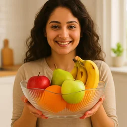 Plastic Fruit Storage Basket – Durable & Elegant Ripple Design