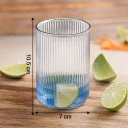 Plastic Glass Set – 6 Tall Ribbed 300ml Unbreakable Glasses