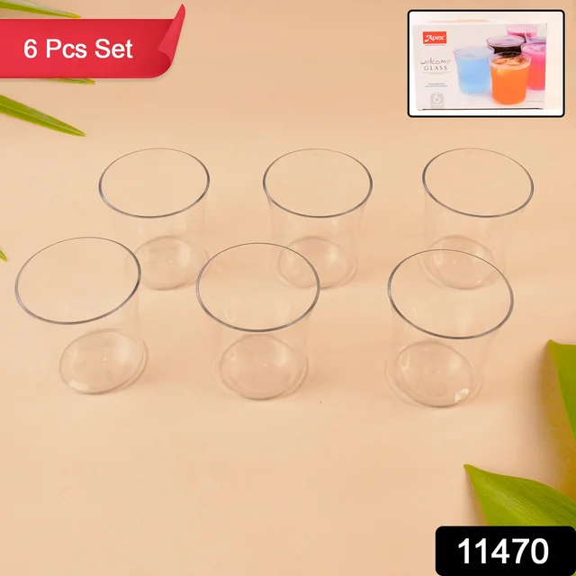 Plastic Glass Set – Durable 6-Piece Drinkware for Daily Use