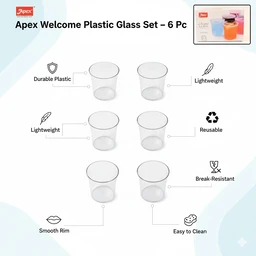 Plastic Glass Set – Durable 6-Piece Drinkware for Daily Use