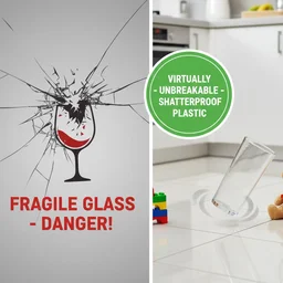 Plastic Glasses Set – Unbreakable Transparent 350ml (Set of 6)