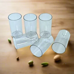 Plastic Glasses Set – Unbreakable Transparent 350ml (Set of 6) | Ganesh
