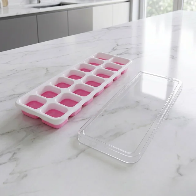 Plastic Ice Cube Tray – Durable with Lid for Easy Freezing