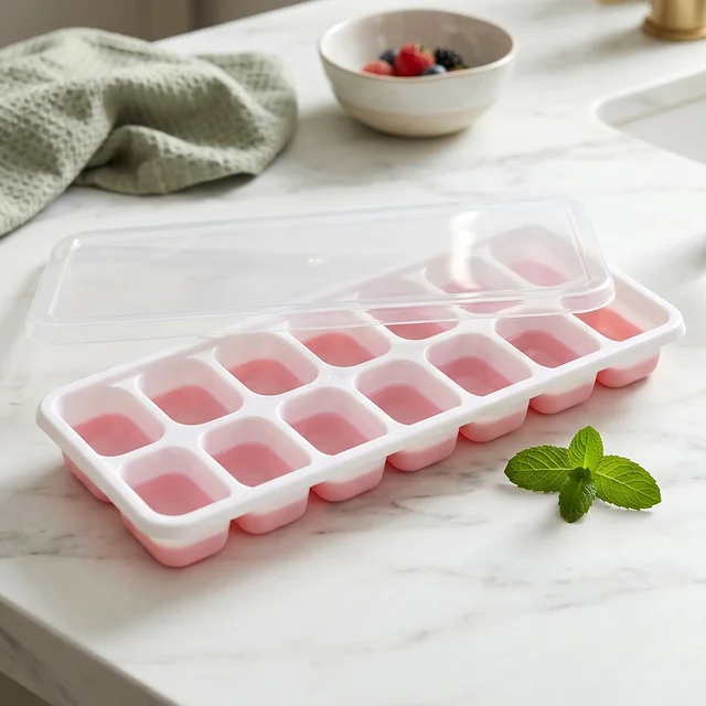 Plastic Ice Cube Tray with Lid – Hygienic & Easy Release, Pack of 2